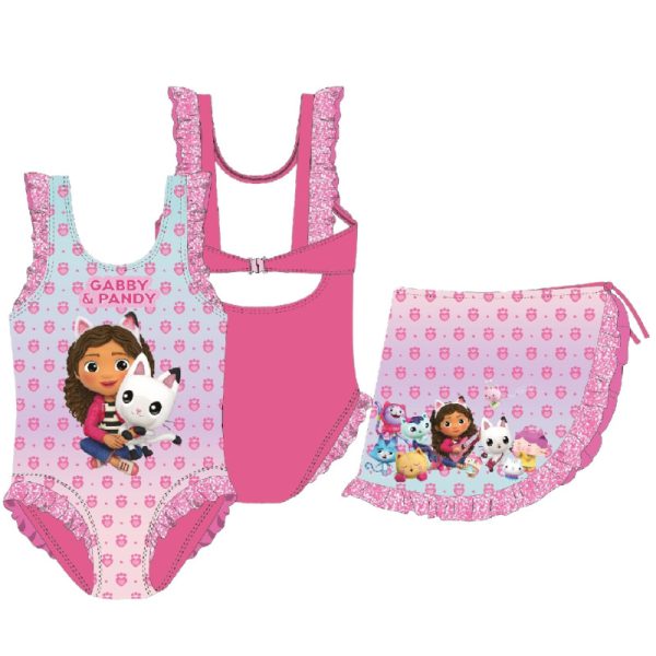 Gabby's Dollhouse Swimsuit + Sarong